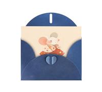 Blue YYHWHJDE - Biglietto di auguri con stampa di topolino grasso, 15 x 10 cm, design unico e alla moda per varie occasioni