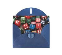 Blue YYHWHJDE Games - Biglietto di auguri con immagine di dadi 15,2 x 10,2 cm, con effetto perlato su entrambi i lati e inchiostro ecologico
