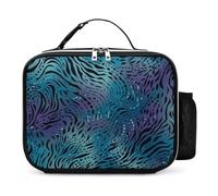 Blue Zebra Print Lunch Box Borsa termica riutilizzabile con portabottiglie d'acqua Portatile Impermeabile a tenuta stagna Borsa per il pranzo per donne Uomini Lavoro Viaggi Picnic
