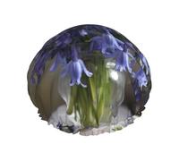 Bluebell Bouquet01 Cuffia da doccia riutilizzabile per donne con elastico a doppio strato per capelli lunghi
