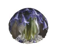 Bluebell Bouquet03 Cuffia da doccia riutilizzabile per donne con elastico a doppio strato per capelli lunghi
