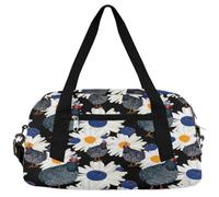 Blueberry Daisy - Borsone da viaggio per bambini con gallina e gallina, leggero, per bambini, per la notte, weekender, da portare con sé, Mirtillo Margher, 18.4L x 7.8W x 9.4H