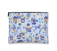 Blueberry Jam - Trousse per trucchi vintage, da donna, in tela, con cerniera, organizer portatile per la cura della pelle, Blu, 7x9 Inch, Marmellata