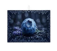 Blueberry - Tappetino scolapiatti per bancone della cucina, tappetino scolapiatti assorbente vintage blu in microfibra ispirato alla natura, per proteggere bar, 45 x 61 cm