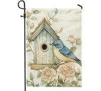 Bluebird - Bandiera da giardino, decorazione floreale primaverile ed estiva per casetta degli uccelli, bandiera da cortile in iuta su entrambi i lati, per esterni, decorazione per la casa, 30,5 x 45,7