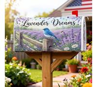 Bluebird - Coperture magnetiche per cassetta postale, rustiche, rustiche, lavanda, margherite, primavera, lavanda, lavanda, protezione per la decorazione esterna del cortile, 45,7 x 53,7 cm