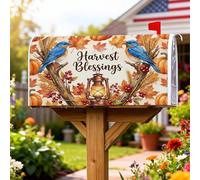 Bluebird - Coperture magnetiche per cassette postali, decorazione autunnale rustica con zucca e lanterna blu per le vacanze, per giardino, patio, 45 x 53 cm