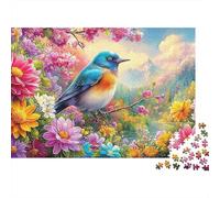 Bluebird Perched On Blossom Branch Puzzle Da 1000 Pezzi Colorful Birds Sfidante E Educativo Per Tutte Le Età 52x38cm/1000pcs