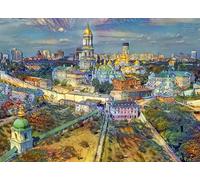 Bluebird Puzzle - Kiev, Ucraina - Puzzle da 1000 pezzi - Vista aerea della capitale dell'Ucraina - Puzzle per adulti, prodotto in Francia