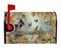 Bluebirds - Coperture magnetiche per cassette postali, rustiche e naturali, copertura per cassetta postale stagionale per esterni, 53 x 64 cm