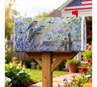 Bluebirds - Coperture magnetiche per cassette postali, stile rustico, ispirate alla natura, motivo: farfalle, lavanda, primavera, blu, decorazione per prato, 53 x 65,5 cm
