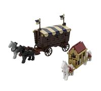 BlueBrixx Carrozza nobile e giochi, 648 mattoncini a morsetto, due auto per | Due carri, tetto a righe, bandiere, ruote e imbracature ricche di dettagli, a partire dai 10 anni, 246 x 284 x 134 mm, 109153