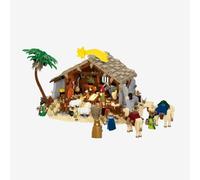 BlueBrixx Gioco per presepe, 1546 mattoncini da costruzione, 6 minifigure | 6 mini statuine, modelli di animali, stalla per presepe, accessori per la scena della nascita, 334 x 273 x 182 mm, 109846