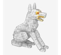 BlueBrixx I DREI ??? Il cane carpato, 1081 mattoncini da costruzione | Aspetto Transclear, occhi e bocca intercambiabili, accenti rossi e gialli, 135 x 265 x 285 mm, 109680
