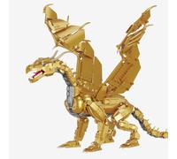BlueBrixx L'occhio nero del drago imperatore, 1641 mattoncini da | Drago posabile, effetto oro perlato, ali con asole tecniche, grande apertura di apertura, modello con licenza ufficiale