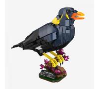 BlueBrixx Mynah, 603 mattoncini da costruzione, modello di uccello | Gracula religiosa, becco arancione, piedi gialli, base fiore, targhetta per nome, dai 10 anni in su, 224 x 114 x 194 mm