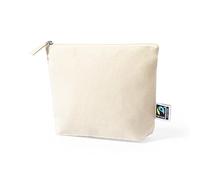 BLUECHOLON Astuccio da toilette 100% cotone tono naturale, astuccio da trucco da viaggio da donna con cerniera certificata commercio equo e solidale, 23 x 17 x 6 cm, 28 g, ecru, ecru