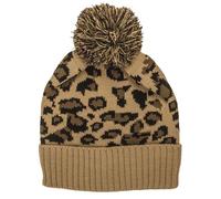 BLUECHOLON Cappello invernale con pompon stampa leopardo, marrone e cammello, acrilico, taglia unica, lavorato a maglia, cammello, 58 cm