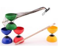 BLUECHOLON Diabolo professionale con bastoncini in legno 40 cm o metallo 31,5 cm, kit completo per principianti, gioco giocoleria all'aperto, colore casuale, a partire da 6 anni (legno 40 cm)