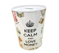 BLUECHOLON Salvadanaio originale con stile e messaggio Salvadanaio grande per adulti Salvadanaio regalo in latta Salvadanaio XL (16 x 12, Keep Calm Euro)