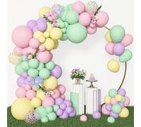 BlueCloudy 153pcs Kit Arco Ghirlanda Palloncini Pastello, Diverse Misure 45 30 25 12 cm, Palloncini Pastello Rosa Giallo Verde Viola Confezioni per Decorazioni Compleanno Primavera Matrimonio
