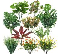 BlueCloudy 18 Bundles Piante Artificiali Esterne Resistenti UV Falsi Alberi di Verdura Faux Arbusti per Interni Esterni Appeso Anteriore Portico Patio Garden Window Box Home Decor