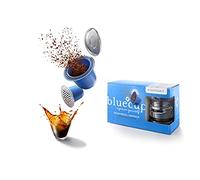 BLUECUP Capsule Ricaricabili per Macchine Nespresso (Originale), Sostenible, Pacchetto Completo [2 Capsule + 100 coperchi + 1 sigillante per Capsule + 1 Cucchiaio]