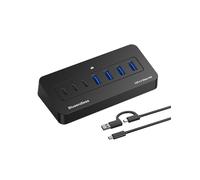 BLUEENDLESS Hub Multiporta A 7 Porte USB 3.0 Ad Alta Velocità con Docking Station Alimentata e Cavo di Prolunga da 1,5 M per PC e Laptop