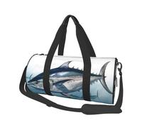 Bluefin - Borsone da viaggio con stampa tonno Thunnus, con tasca e tracolla regolabile, grande borsa da palestra alla moda per donne e uomini, nero, taglia unica, alla moda, Nero , Taglia unica, alla