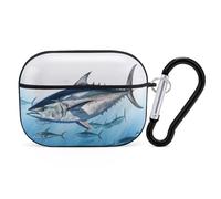 Bluefin Tuna Thunnus AirPods Pro 2, custodia protettiva rigida antiurto per donne e uomini, compatibile con custodia Airpod Pro di 2a/1a generazione con portachiavi, nero