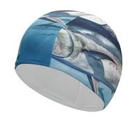 Bluefin Tuna Thunnus - Cuffia da nuoto per adulti, donne e uomini, leggera ed elastica, per piscina, spiaggia, nuoto, surf, orecchie per capelli