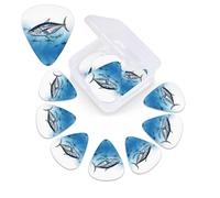 Bluefin Tuna Thunnus Plettro per chitarra, confezione da 12 pezzi, con custodia per plettro, plettri per chitarra, 0,46 mm, 0,96 mm, 0,71 mm, accessori per chitarra per basso, chitarre acustiche