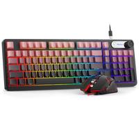 BlueFinger Tastiera e mouse da gioco RGB, tastiera USB-C cablata a 98 tasti con manopola del volume, sensazione meccanica silenziosa, tasti in PBT stampati laterali, mouse LED con 4 DPI per MAC Xbox