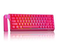 BlueFinger Tastiera meccanica da gioco wireless al 60%, Bluetooth/2.4G/USB-C, tastiera retroilluminata RGB sostituibile a caldo con tasti PBT stampati lateralmente, per Mac, Xbox, PC, PS5, rosa