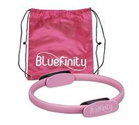 Bluefinity 2X Anello da Pilates con Esercizi, Doppia Impugnatura, Imbottito, Ø 37cm, Fitness Ring, Allenamenti Yoga, Rosa