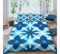 BlueFloralPatterncopripiumino microfibra 3 Pezzi stampa 3D cerniera nascosta ModernGeometricStyle Set Di Copripiumino incluso federe per cuscini aiosa for bambini e adolescenti King（220x240cm）