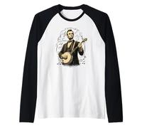 Bluegrass-Banjo Abraham Lincoln Mentre Suona Il Banjo Maglia con Maniche Raglan