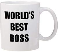 Bluegrass Mugs - Divertente tazza con scritta ”World's Best Boss”, da 11 ml, colore: Bianco (confezione da 1)