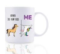 BlueInk - Tazza da caffè con scritta in inglese "Happy Birthday", idea regalo per il 30° compleanno per donne e uomini, 325 ml, idea regalo per compleanno per adulti Nicorno
