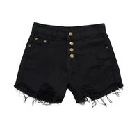 Bluelucon Pantaloncini in jeans da donna, elasticizzati, per il mare, la spiaggia, a vita bassa, estivi, sfilacciati, in denim, sexy, jeans Cut Low Rise Jeans Shorts Mini Hot Pants Clubwear, Z9 nero