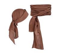 Bluelucon Proumhang - Set di accessori per pirati, fascia in vita, capitano dei pirati, fascia media, grande per il deserto, principe, fascia, bandana, marrone, Taglia unica