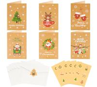 Bluelves 24 Pezzi Cartoline di Natale,24 Pezzi Biglietti Auguri Natale con 24 Busta e Adesivi,Biglietto Auguri Natale Regalo,Biglietti Portasoldi Natale per Famiglia Amici Bambini（10.5x7cm）