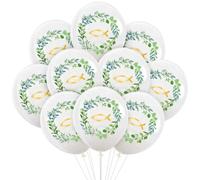 Bluelves 30 Palloncini Prima Comunione, Bianco Palloncini con Motivo a Pesce e Ghirlanda, Palloncini Comunione-30 cm(bianchi)