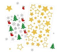 Bluelves Adesivi Natalizi,10 Adesivi Dorati con Stella Dell'Albero Natale,Decorazioni Natalizie Autoadesive,Adesivi Dorati con Stella Dell'Albero Natale Glitterati per Decorazioni e Artigianato Natale