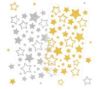 Bluelves Adesivi Natalizi,10 Adesivi Natalizi Oro e Argentati,Decorazioni Natalizie Autoadesive,Adesivi Natalizi Glitterati Oro e Argento,Artigianato e Regali Decorativi Di Natale