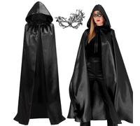 Bluelves Cape à Capuche Adulte Unisexe, Mantello Vampiro Nero, Adulto Bambini Mantello con Cappuccio Donna Uomo Costumi,Cosplay Costume Halloween Party Déguisement Wicca Vampire Cape Longue