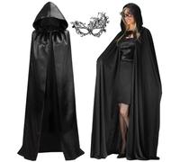 Bluelves Cape à Capuche Adulte Unisexe, Mantello Vampiro Nero, Adulto Bambini Mantello con Cappuccio Donna Uomo Costumi,Cosplay Costume Halloween Party Déguisement Wicca Vampire Cape Longue