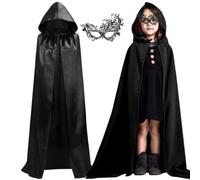 Bluelves Cape à Capuche Adulte Unisexe, Mantello Vampiro Nero, Adulto Bambini Mantello con Cappuccio Donna Uomo Costumi,Cosplay Costume Halloween Party Déguisement Wicca Vampire Cape Longue