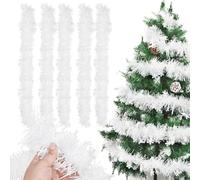 Bluelves Ghirlanda Fiocchi Neve Albero di Natale, 5PCS Festoni Natalizi, 2M Festoni Albero di Natale, Ghirlanda Orpelli Natalizia, Ghirlanda Natalizia Decorazioni Casa Interno Esterni (Bianco)