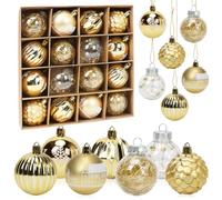 Bluelves Palline di Natale Oro, 16pcs Palline per Albero di Natale 6cm, Palle di Natale Oro Plastica con Gancio, Ornamenti Natalizi per Addobbi Albero di Natale Decorazioni